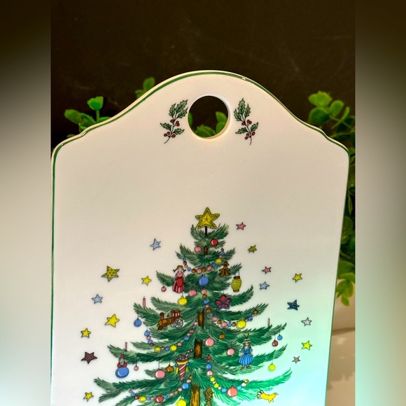 Vintage Nikko Happy Holiday Christmas Cheese Tray Cutting Board Best Wishes - Picture 3 of 4